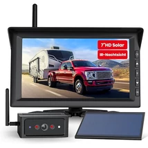 Vezeték nélküli akkus Tolatókamera és Monitor szett Kamionra, teherautóra, lakóautóra, lószállítóba (Autovox RVW solar4)