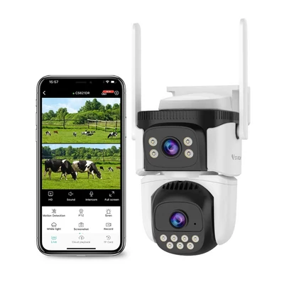 Magyar menüs, 2 kamerás WIFI-s motoros kültéri kamera 2x2 Mpixel Vstarcam CS621dr