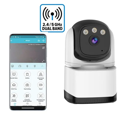 Magyar menüs WIFI-s  (2,4/5Ghz) 4Mpixeles beltéri kamera forgatható megfigyelő kamera, e-CAM CS995q