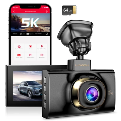 Két kamerás 4K wifi+gps-es autós kamera Lingdu LD02