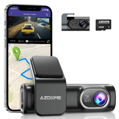 Magyar nyelvű WIFI-s két kamerás QuadHD autós kamera Azdome  M301